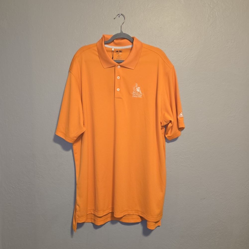 NWT Principal Charity Classic Adidas Climalite Orange Polo Golf Athletic Sz 2XL